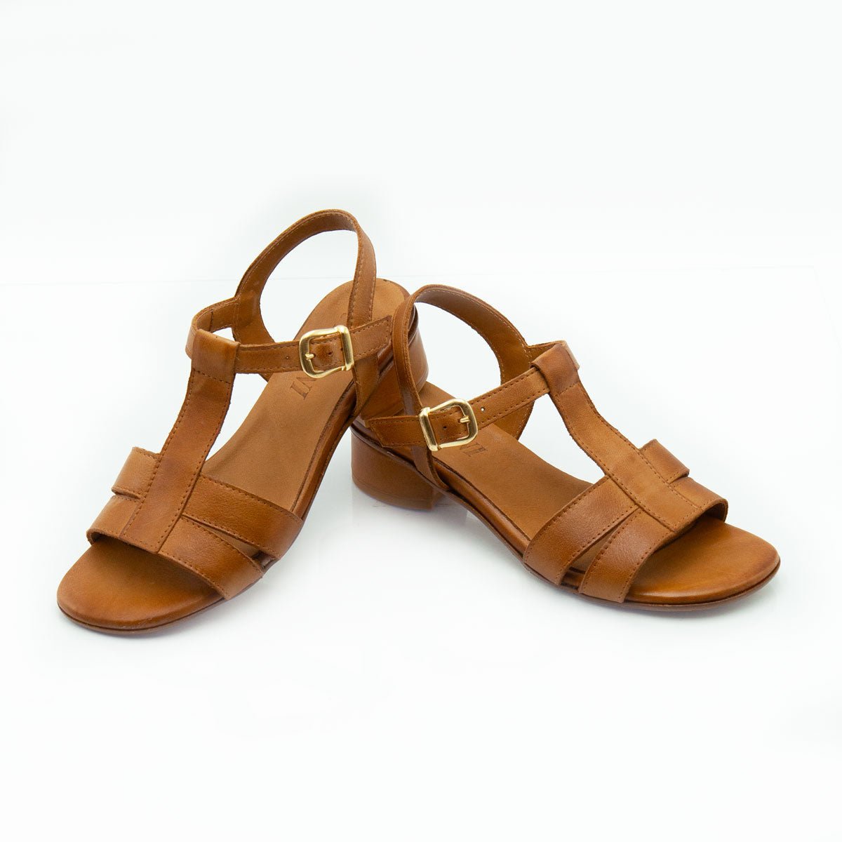 Figini - Sandali T - strap in vitello cuoio - Figini Milano