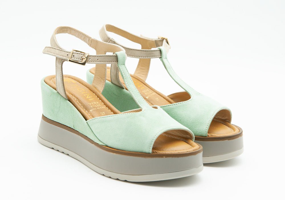 Figini - Sandali Wedge in camoscio Acqua - Figini Milano