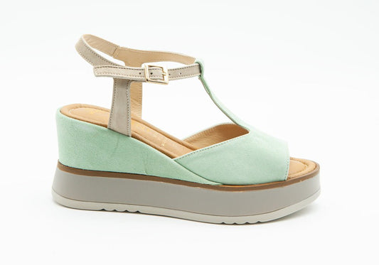 Figini - Sandali Wedge in camoscio Acqua - Figini Milano