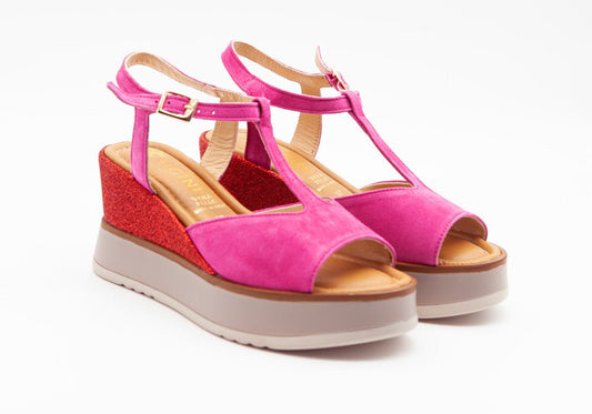 Figini - Sandali Wedge in camoscio Fucsia - Figini Milano