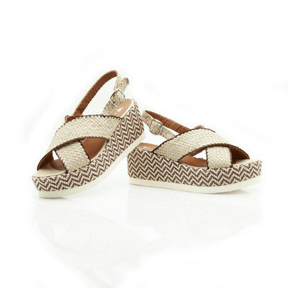 Figini - Sandali wedge intrecciati off - white - Figini Milano