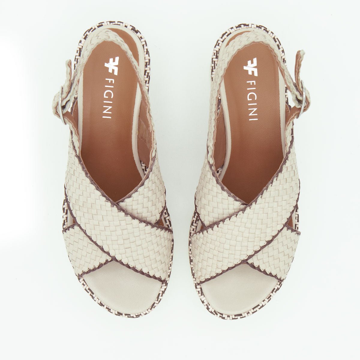 Figini - Sandali wedge intrecciati off - white - Figini Milano