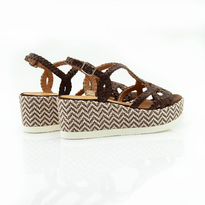 Figini - Sandali wedge intrecciati testa di moro - Figini Milano