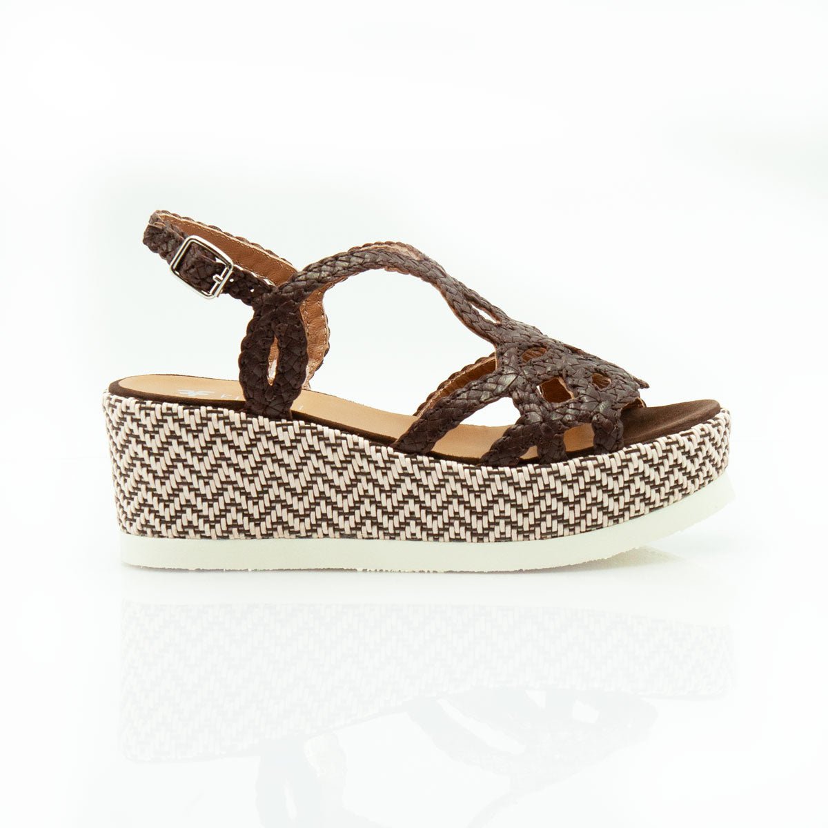 Figini - Sandali wedge intrecciati testa di moro - Figini Milano