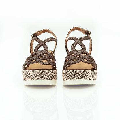 Figini - Sandali wedge intrecciati testa di moro - Figini Milano