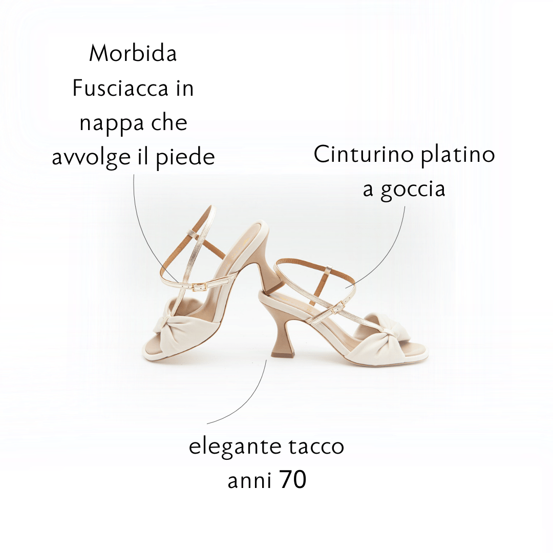 Figini - Sandalo Fusciacca con tacco 7 cm Off - White - Figini Milano