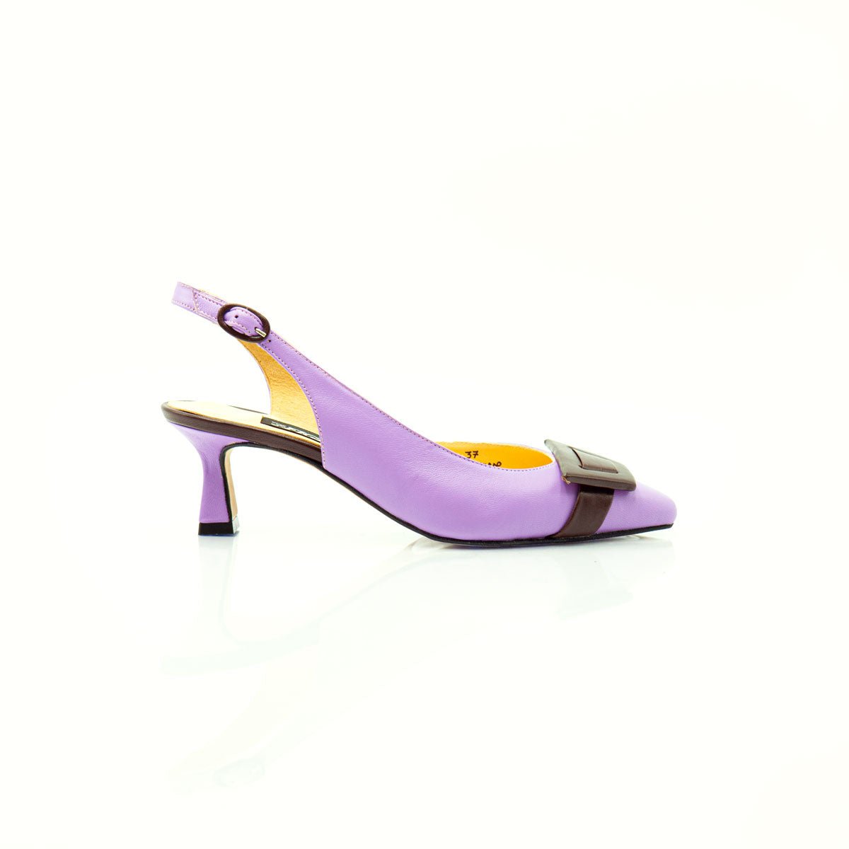 Figini - Slingback Asimmetriche con tacco di 5cm in Nappa Lilla - Cioccolato - Figini Milano