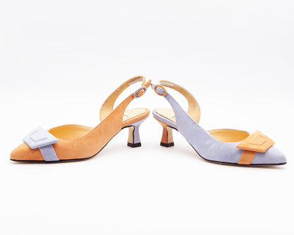 Figini - Slingback Asimmetriche con tacco di 5cm Perla - Pesca - Figini Milano