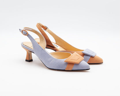 Figini - Slingback Asimmetriche con tacco di 5cm Perla - Pesca - Figini Milano