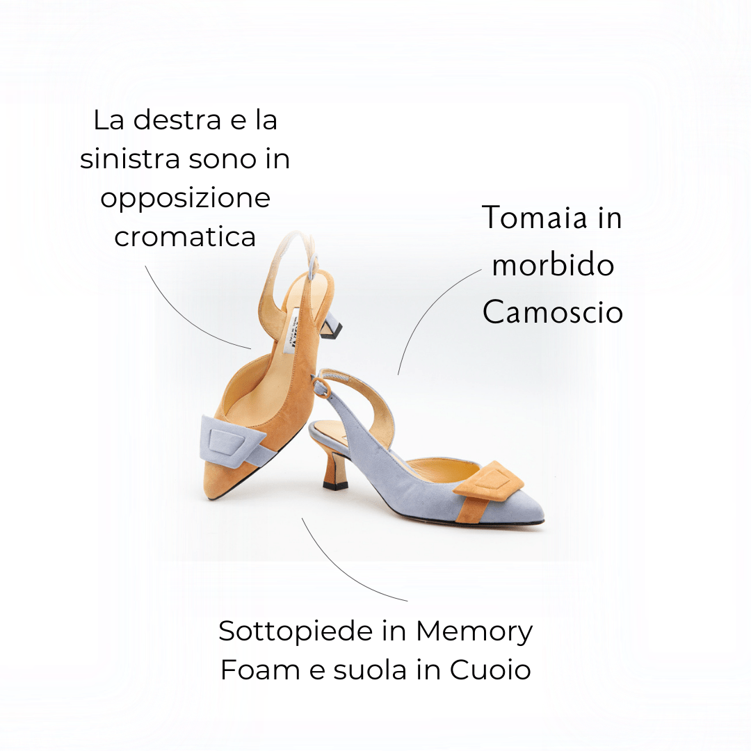 Figini - Slingback Asimmetriche con tacco di 5cm Perla - Pesca - Figini Milano