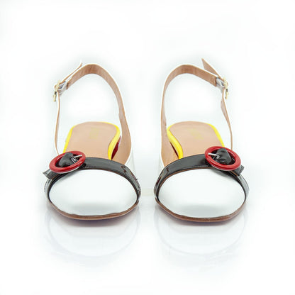 Figini - Slingback con applicazione e fibbia in nappa Bianca - Figini Milano