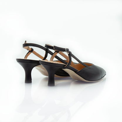 Figini - Slingback con tacco di 5 cm in nappa nero - Figini Milano