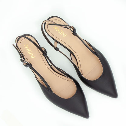 Figini - Slingback con tacco di 5 cm in nappa nero - Figini Milano