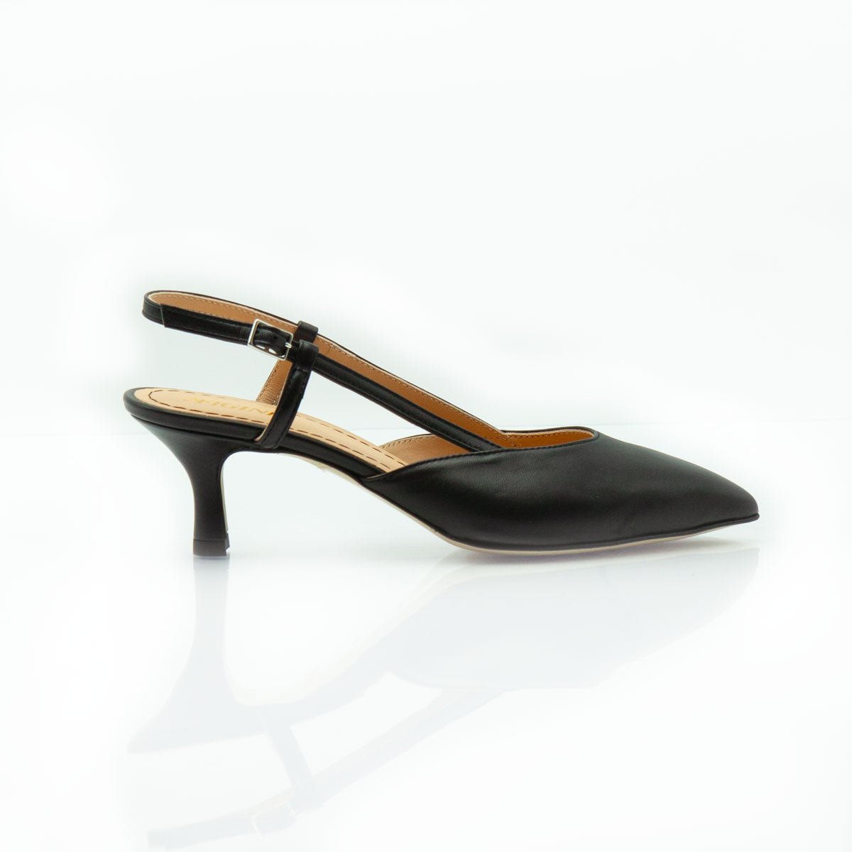 Figini - Slingback con tacco di 5 cm in nappa nero - Figini Milano