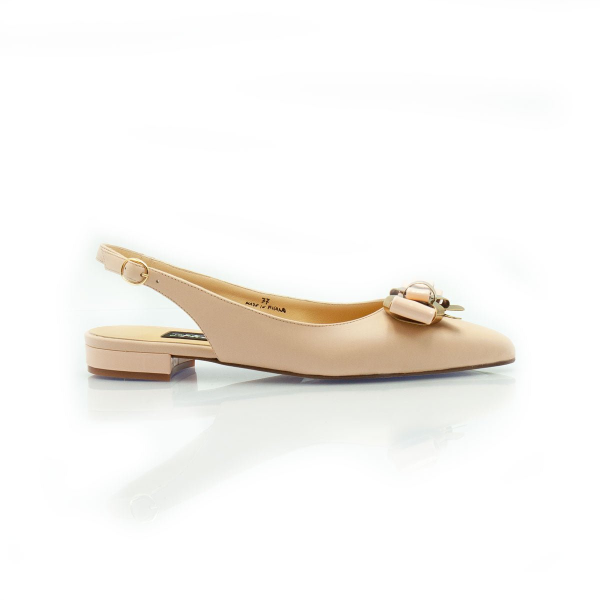 Figini - Slingback fiocco con tacco 2 cm in nappa nude - Figini Milano