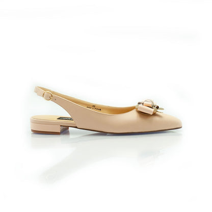 Figini - Slingback fiocco con tacco 2 cm in nappa nude - Figini Milano