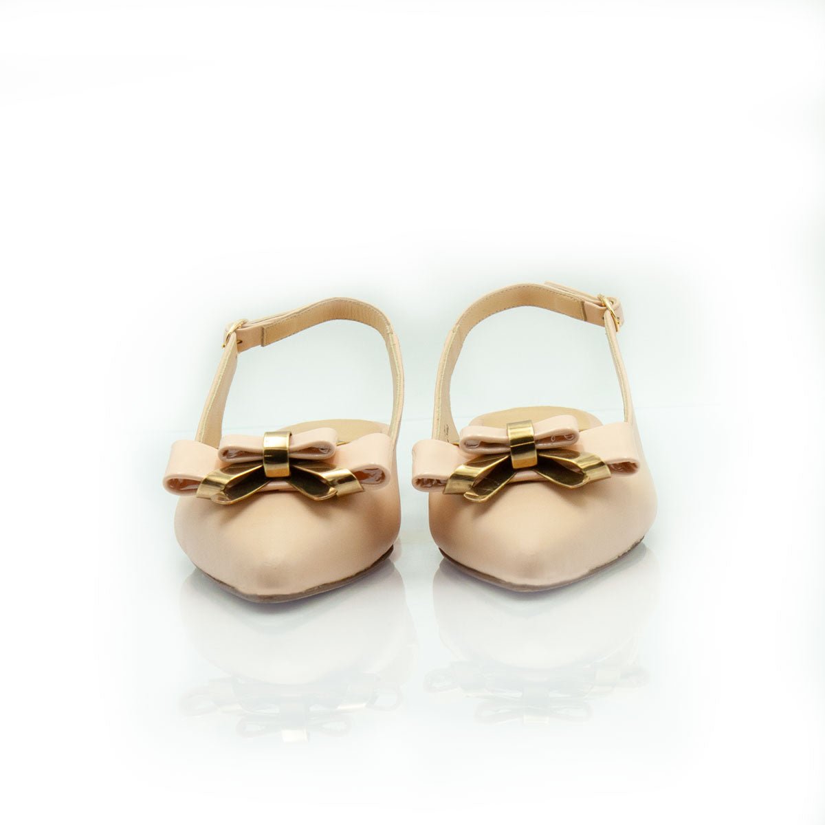 Figini - Slingback fiocco con tacco 2 cm in nappa nude - Figini Milano
