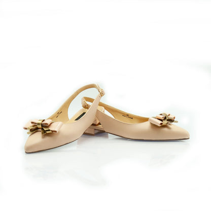 Figini - Slingback fiocco con tacco 2 cm in nappa nude - Figini Milano