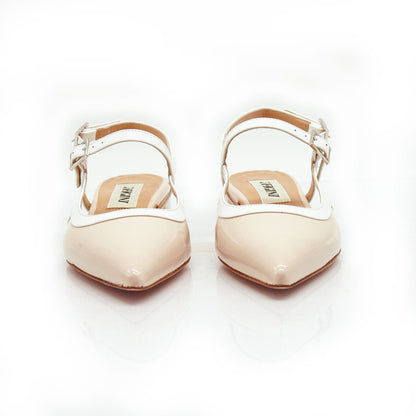 Figini - Slingback Mary Jane con Tacco 2 cm in Vernice Beige - Figini Milano