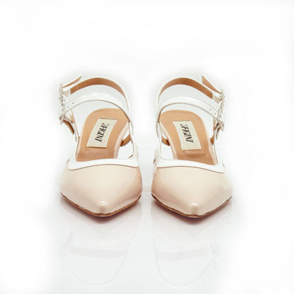 Figini - Slingback Mary Jane con Tacco 5 cm in Vernice Beige - Figini Milano