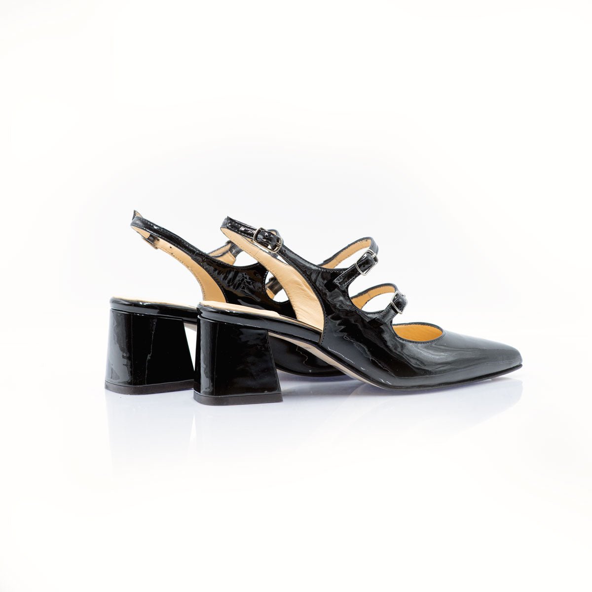 Figini - Slingback Mary Jane con tacco 5 cm in Vernice Nera - Figini Milano