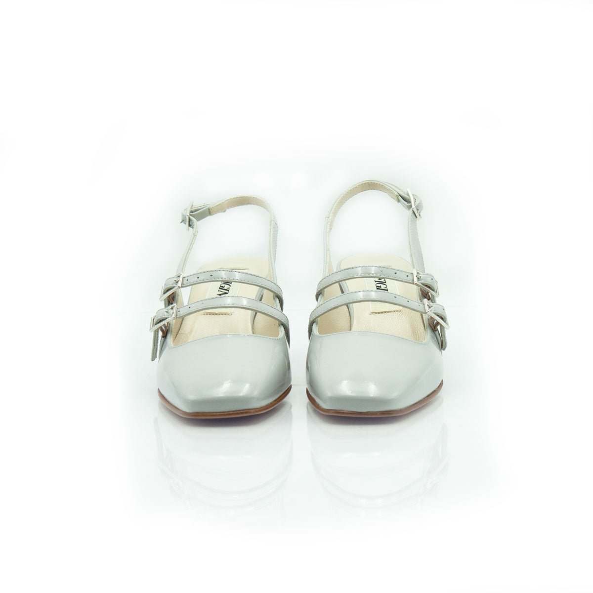 Figini - Slingback MaryJane con tacco 5 cm in vernice perla - Figini Milano