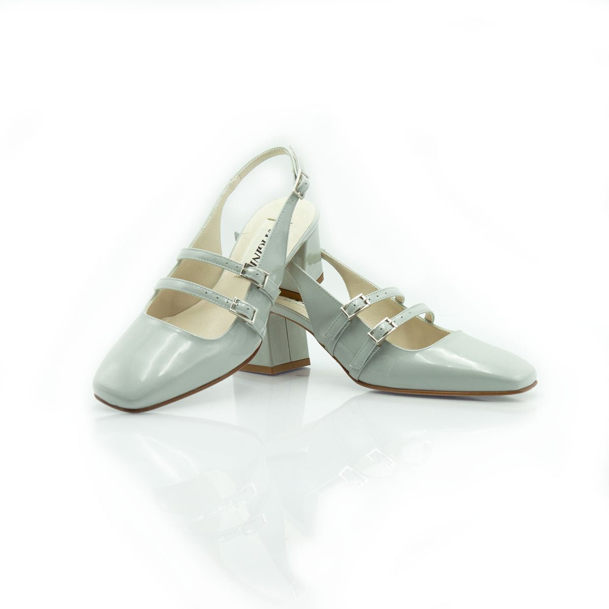 Figini - Slingback MaryJane con tacco 5 cm in vernice perla - Figini Milano