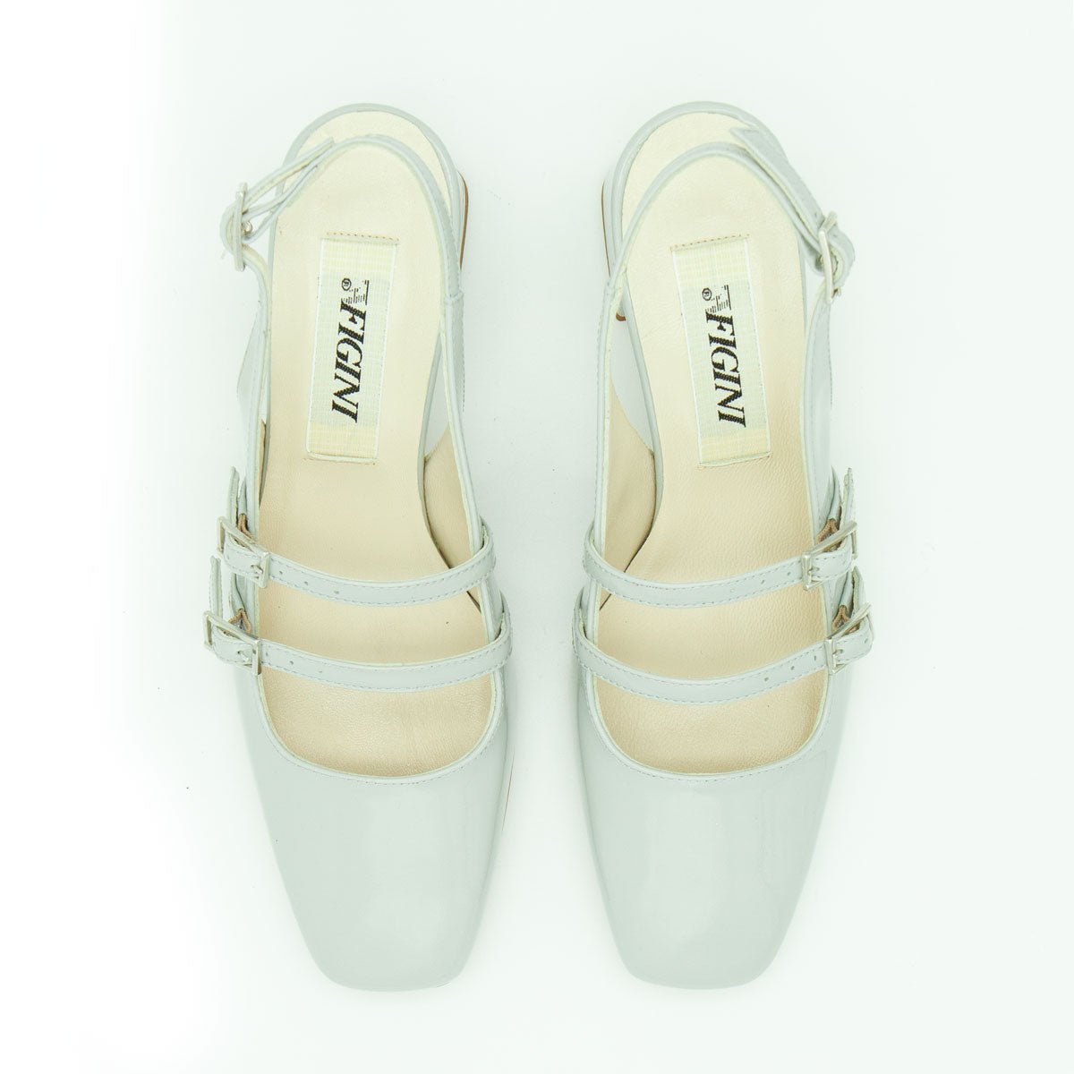 Figini - Slingback MaryJane con tacco 5 cm in vernice perla - Figini Milano