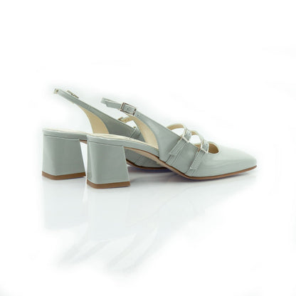 Figini - Slingback MaryJane con tacco 5 cm in vernice perla - Figini Milano