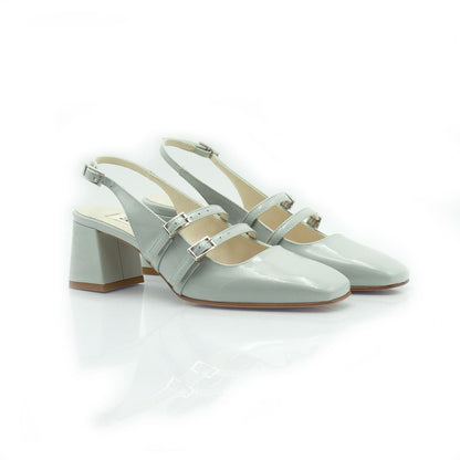 Figini - Slingback MaryJane con tacco 5 cm in vernice perla - Figini Milano