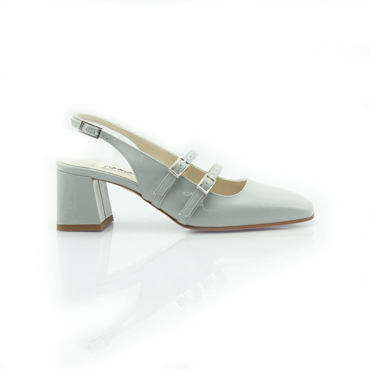Figini - Slingback MaryJane con tacco 5 cm in vernice perla - Figini Milano