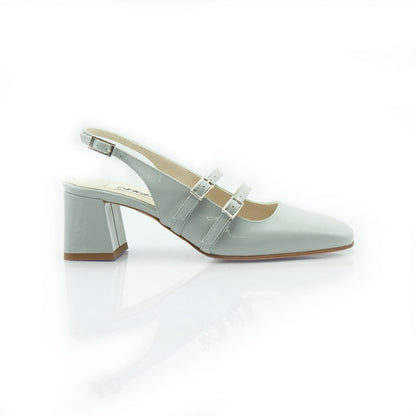 Figini - Slingback MaryJane con tacco 5 cm in vernice perla - Figini Milano