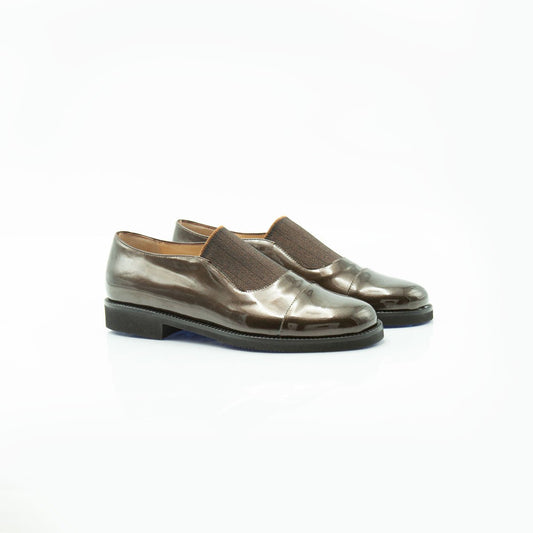 Figini - Slip - on con fascia elastico tacco 2 cm in vernice bronzo - Figini Milano