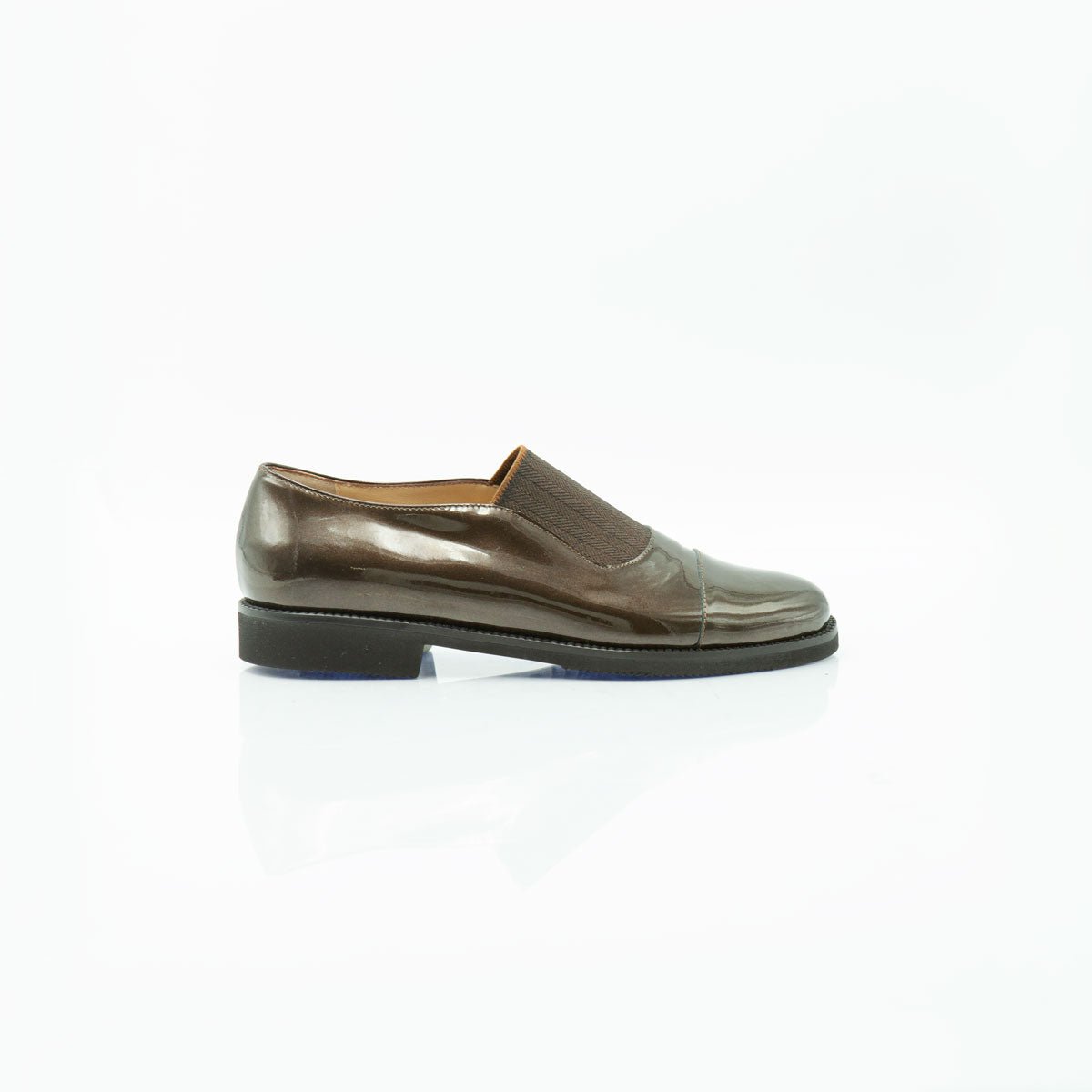 Figini - Slip - on con fascia elastico tacco 2 cm in vernice bronzo - Figini Milano
