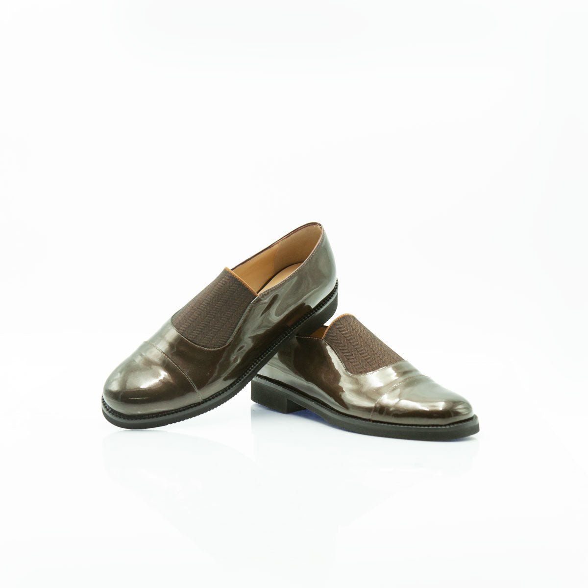 Figini - Slip - on con fascia elastico tacco 2 cm in vernice bronzo - Figini Milano