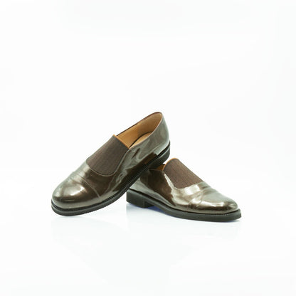 Figini - Slip - on con fascia elastico tacco 2 cm in vernice bronzo - Figini Milano