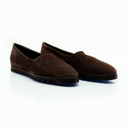 Figini - Slip - on flex in camoscio stretch testa moro - Figini Milano