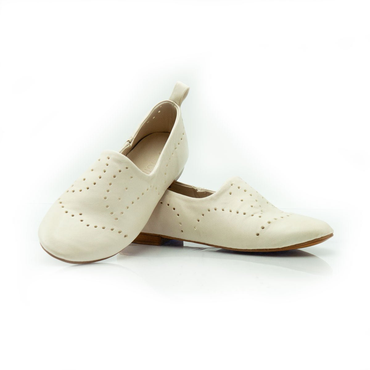 Figini - Slip - on forata in nappa off - white - Figini Milano