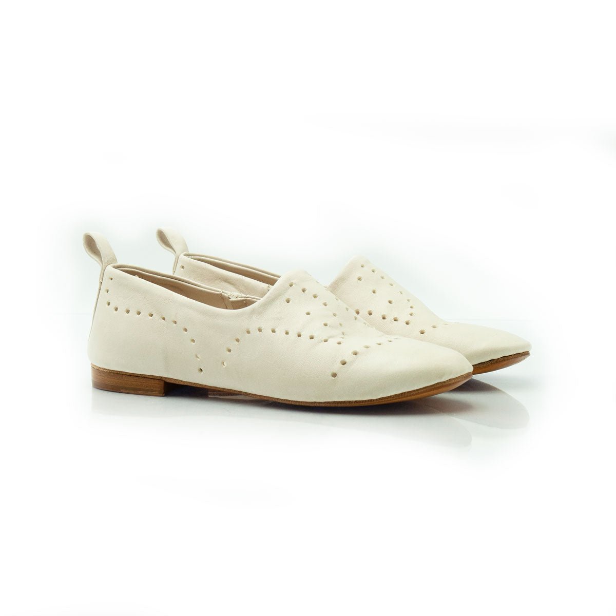 Figini - Slip - on forata in nappa off - white - Figini Milano