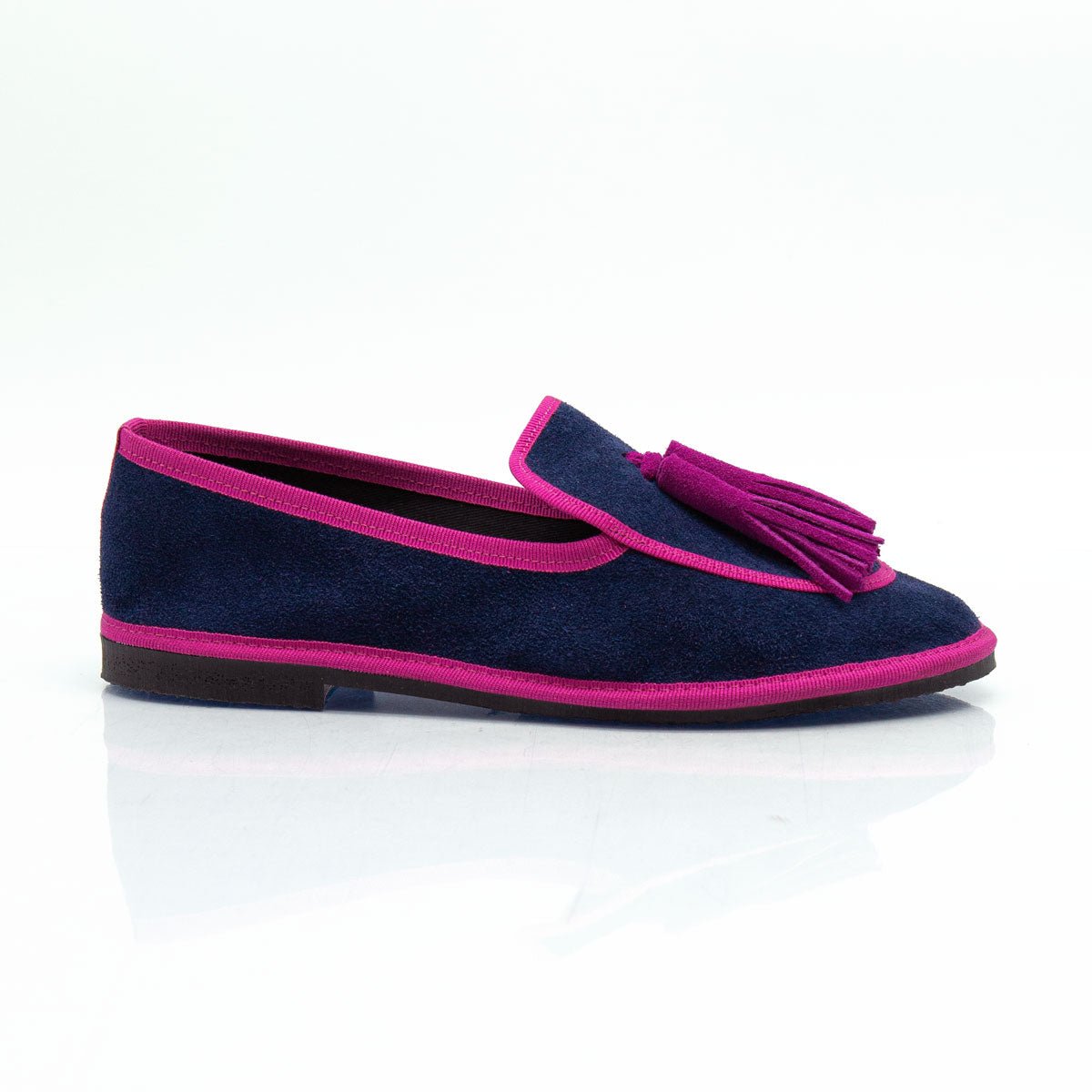 Figini - Slip-on Friulane con Fiocchetti in camoscio blu - Figini Milano