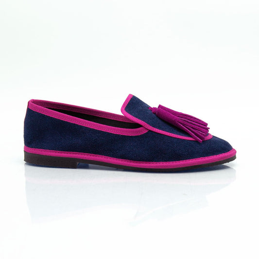 Figini - Slip-on Friulane con Fiocchetti in camoscio blu - Figini Milano