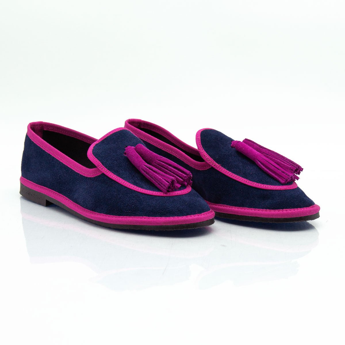 Figini - Slip-on Friulane con Fiocchetti in camoscio blu - Figini Milano