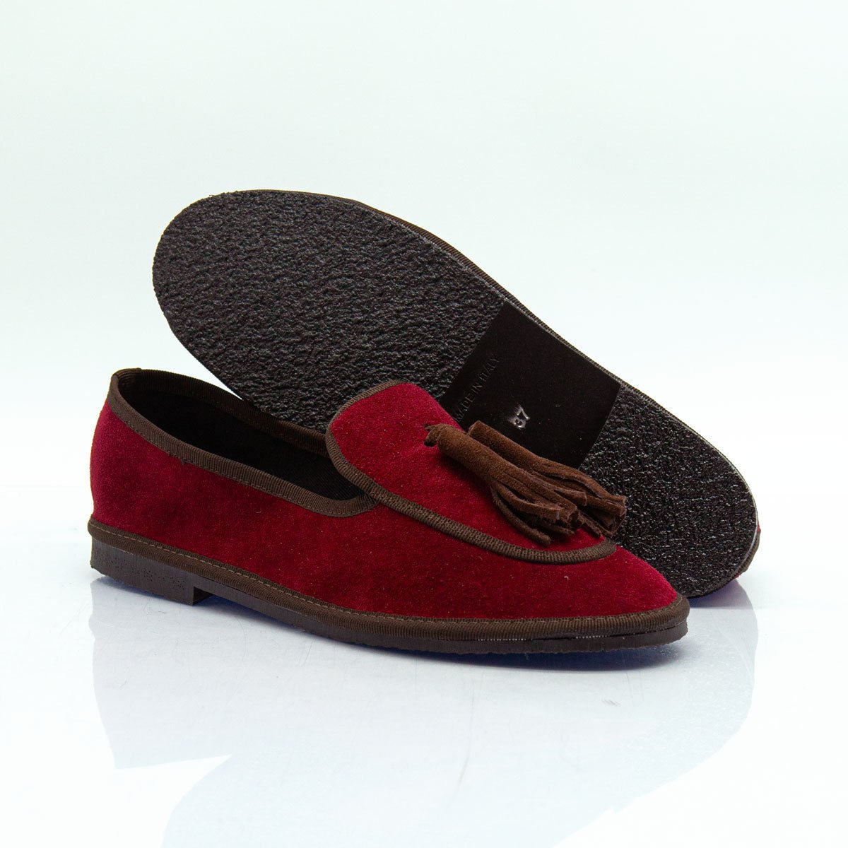Figini - Slip-on Friulane con Fiocchetti in camoscio bordeaux - Figini Milano