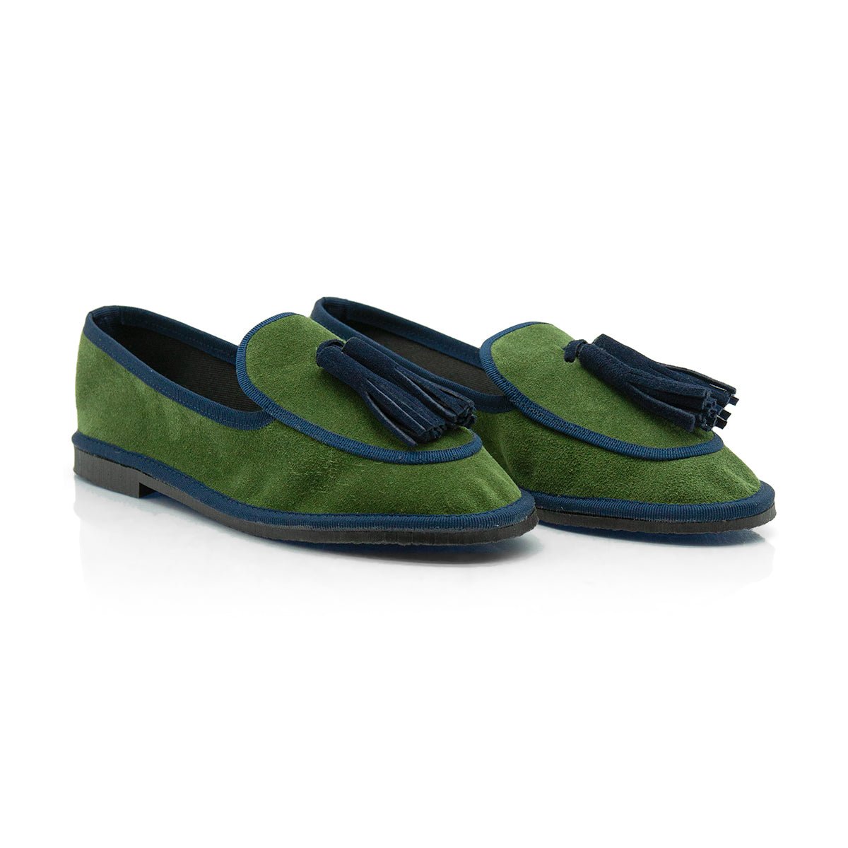 Figini - Slip-on Friulane con Fiocchetti in camoscio verde e blu - Figini Milano