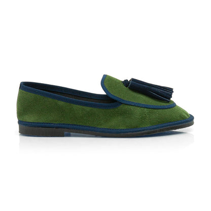 Figini - Slip-on Friulane con Fiocchetti in camoscio verde e blu - Figini Milano