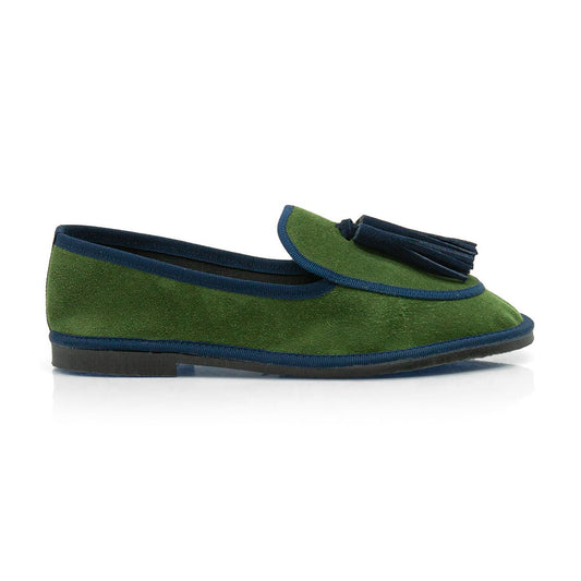 Figini - Slip-on Friulane con Fiocchetti in camoscio verde e blu - Figini Milano