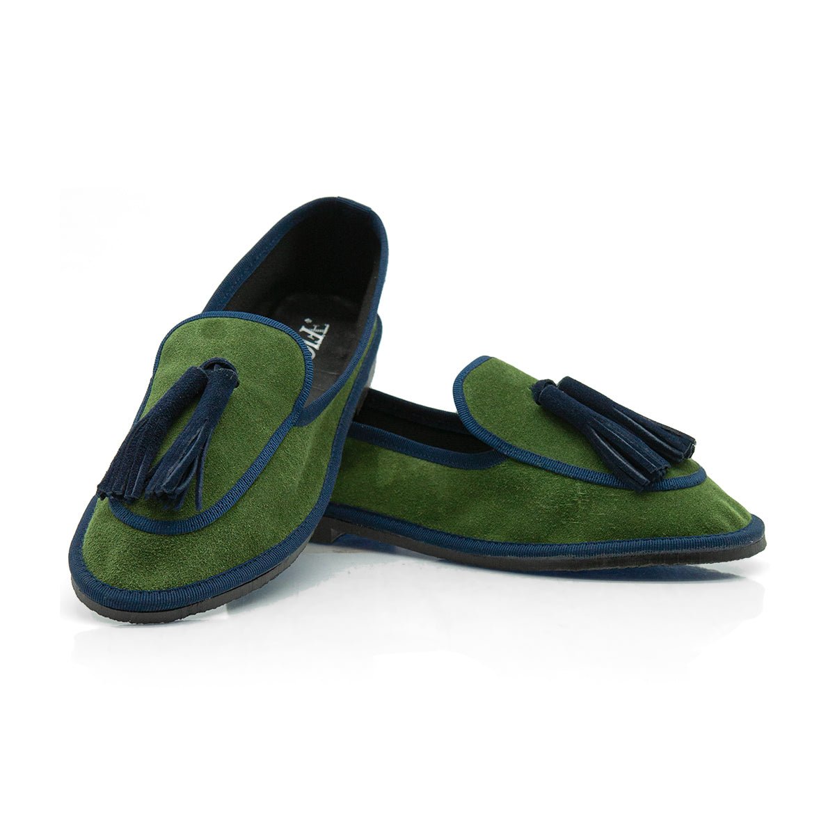 Figini - Slip-on Friulane con Fiocchetti in camoscio verde e blu - Figini Milano