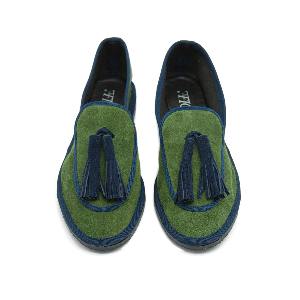 Figini - Slip-on Friulane con Fiocchetti in camoscio verde e blu - Figini Milano