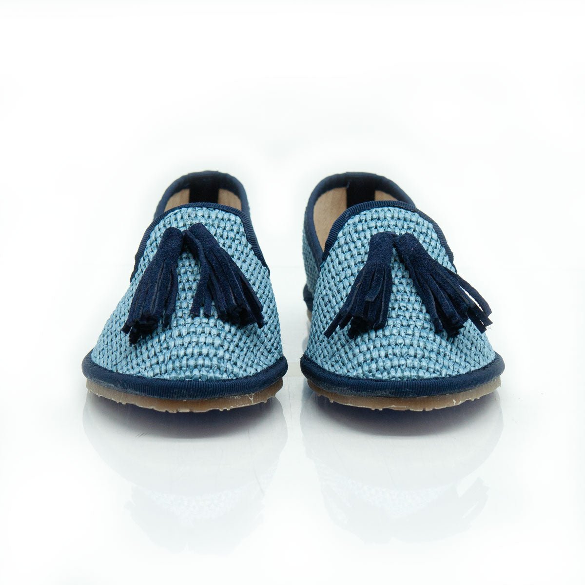 Figini - Slip - on Friulane con Fiocchetti in Rafia Azzurro - Figini Milano