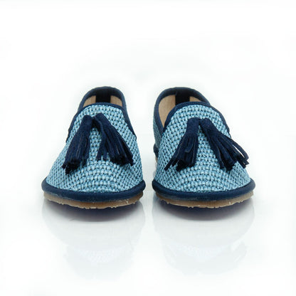 Figini - Slip - on Friulane con Fiocchetti in Rafia Azzurro - Figini Milano